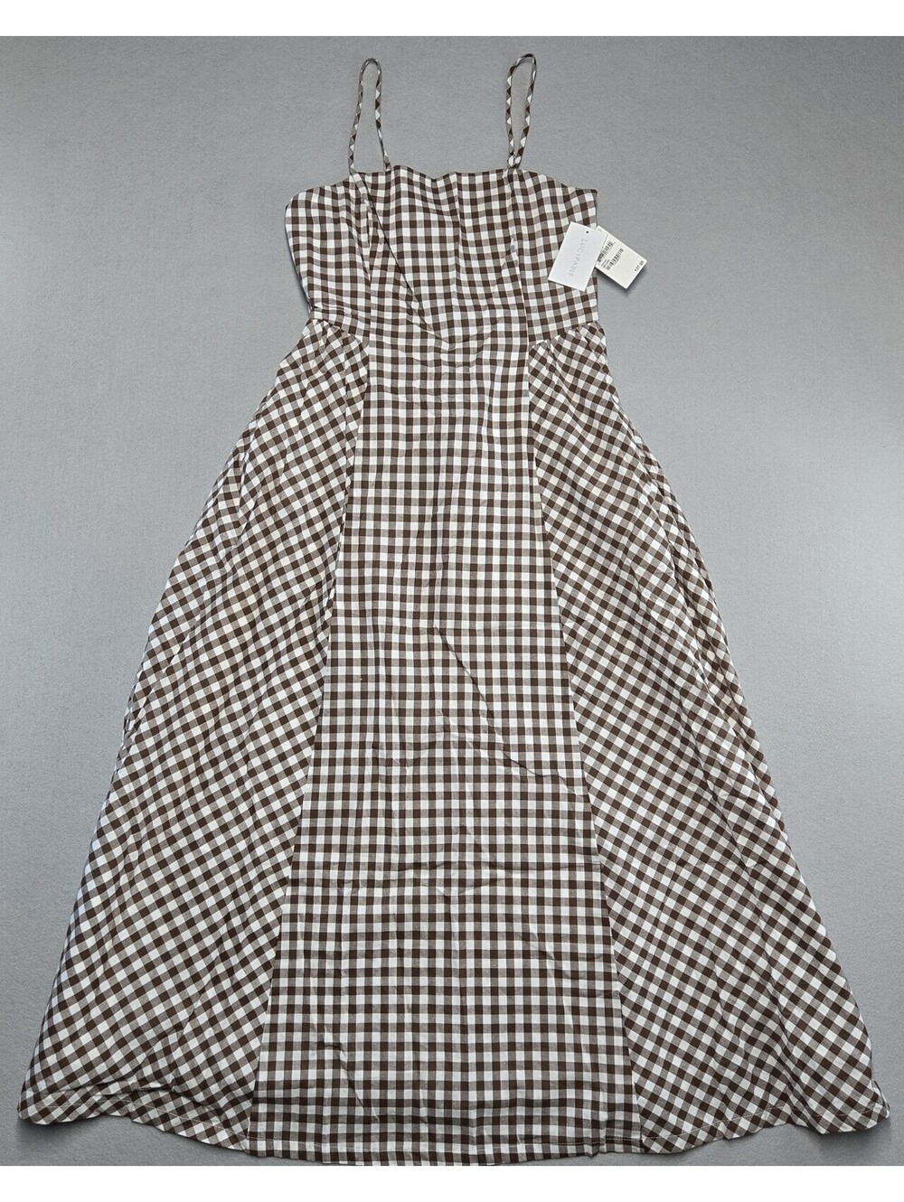 Lucy Paris Kalley Maxi Dress Womens L Brown Gingham Cotton Lined NWT DR5445